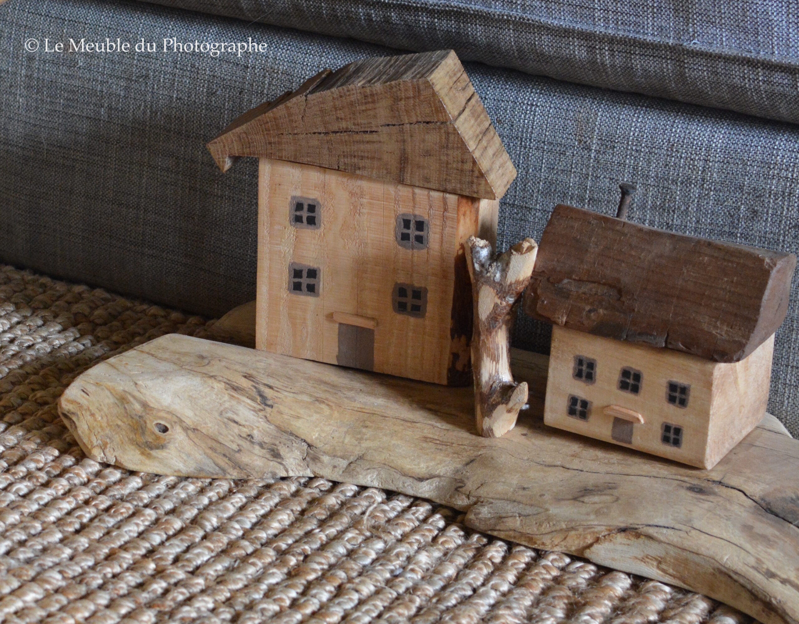 Objet déco artisanale: 2 maisons en bois de récup - Le Meuble Du