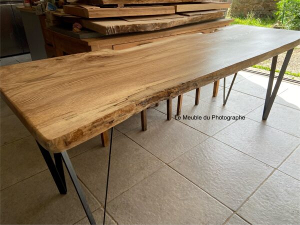 bureau bois massif 2m en frêne avec pieds metal